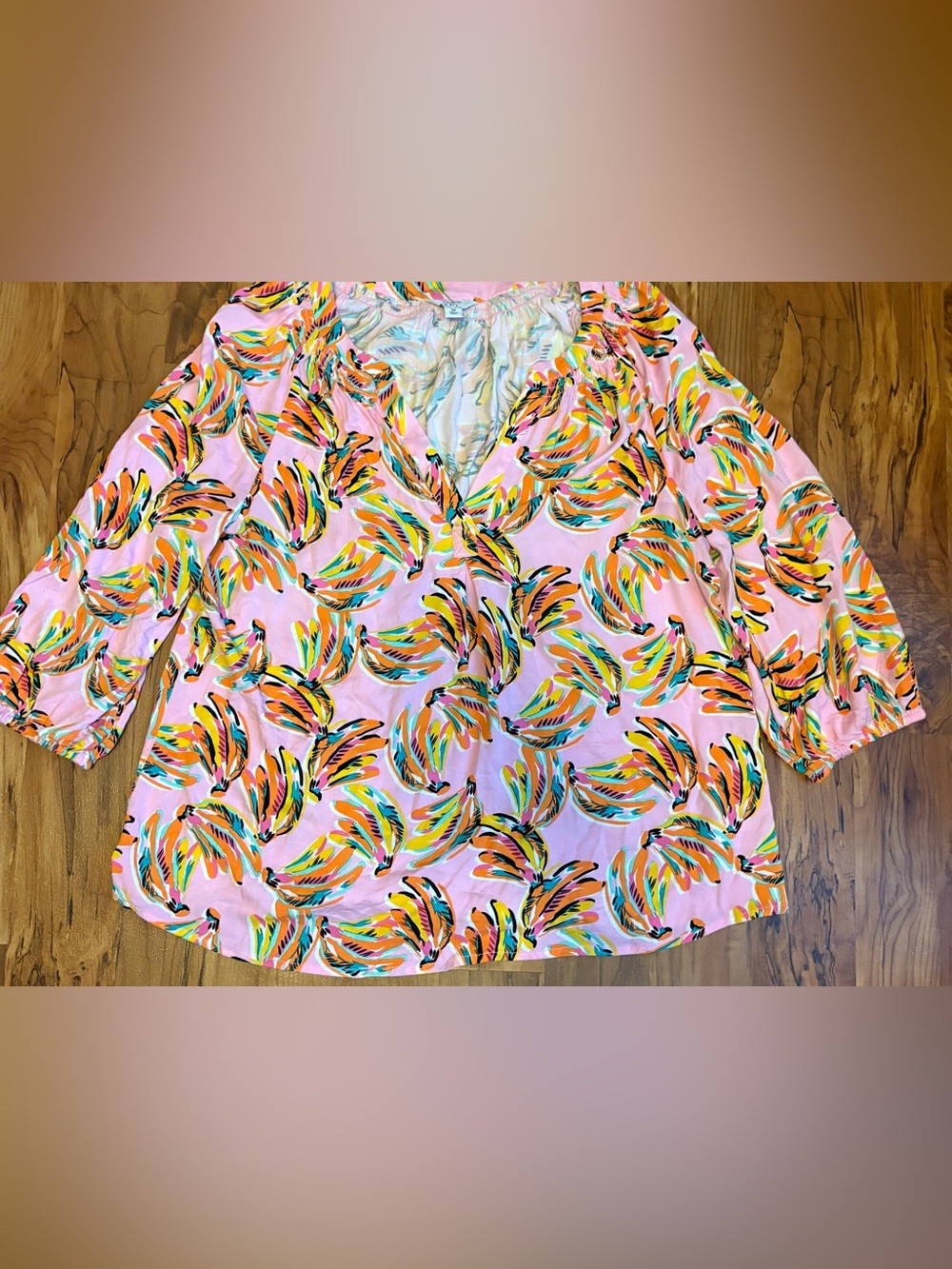 crown & ivy Pink Multicolor Watercolor Floral Top